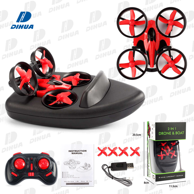 2 in 1 RC Quadcopter Vehicle Flying Drone Land Driving Boat Mini Drone Remote Control Model Toys RTR for Kids and Beginners