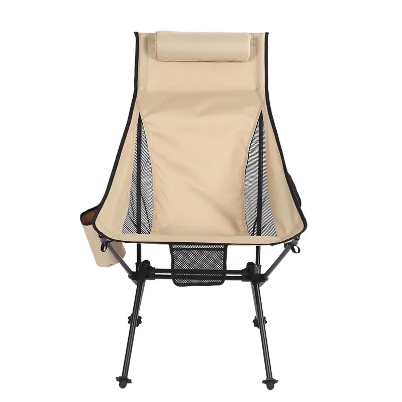 Sac à dos de camping, chaise de plage pliable et portable, chaise de camping à dossier haut avec poches latérales pour le camping, la randonnée et le sac à dos