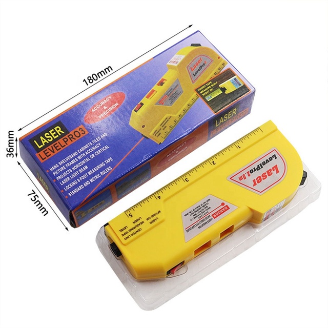 Portable Red Laser Level Tool 3 Modes Adjustable Laser Lines, Built-In Retractable Dual Scale Tape Measure Small Laser Level
