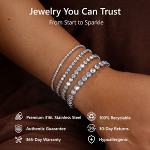 2-5mm Adjustable Tennis 5A Cubic Zirconia CZ Diamond Women Men Jewelry Gift 14K Gold Plated Stainless Steel <b>Slider</b> <b>Bracelet</b> - Product Image 4