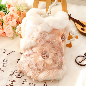 Pet Tang Suit Coat Floral Pattern Light Blue Pink Polyester Four Seasons Dog <b>Cat</b> <b>Clothes</b> - Product Image 2