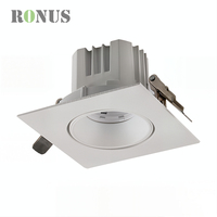 Spot encastré LED carré COB anti-éblouissement IP44 20W orientable pour plafond