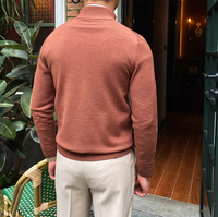 Pull en cachemire de chèvre 100% mongol surdimensionné personnalisé, tricoté, épais, avec fermeture éclair 1/4, pour homme