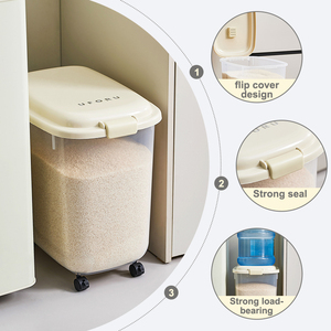 Contenedor de Almacenamiento de Alimentos para Cocina UFORU, con Tapa Hermética, 25 kg, Recipiente de Plástico para Granos, Arroz y <span class=keywords><strong>Cereales</strong></span> - Product Image 3