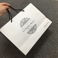 Weiße Elfenbein-Recycling-Papiertüte mit Matter Oberfläche, Prägung, Individuellem Logo und Baumwollseilgriff für Geschenkverpackungen