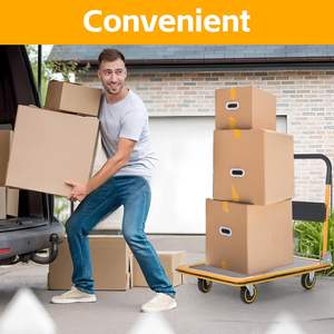 भारी शुल्क स्टील प्लेटफॉर्म ट्रक गाड़ी 360 डिग्री स्विस व्हील्स फोल्डेबल पुश हैंड कार्ट उत्पाद श्रेणी के लिए - Product Image 4