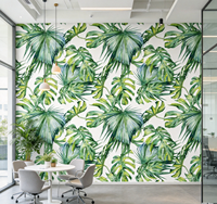 Revêtement mural botanique moderne, papier peint tropical avec feuilles de palmier et de monstera, personnalisé pour la décoration murale intérieure de la maison, du bureau et des espaces commerciaux