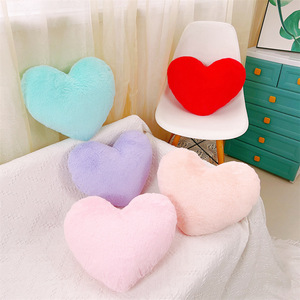 Coussin en peluche en forme de cœur, coussin doux pour canapé, lit, chaise, décoration, couleurs rose, rouge, violet, bleu, Orange - Product Image 3