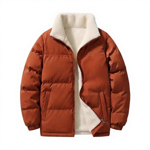 Custom Men's Winter Puffer <b>Jacket</b> Stand Collar Heavyweight Quilted Outerwear <b>With</b> Sherpa <b>Fleece</b> <b>Lining</b> & Elastic Cuffs - Product Image 1