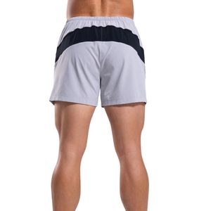 Shorts de course légers pour hommes gris clair et noir avec empiècements, pour l'entraînement, la gym, le sport et les activités sportives, avec poches latérales - Product Image 2
