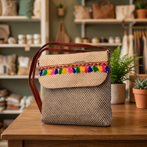 Bolso Tote de Yute Ligero Personalizado para Mujer, Estilo Bohemio, Impermeable, con Cierre de Cremallera, Moderno y Ecológico - Product Image 4