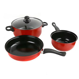 Microolla a presión antiadherente, 3 uds., juegos de cocina con revestimiento de acero inoxidable, utensilios de cocina rojos, sopa, olla para freír, juegos de ollas - Product Image 3