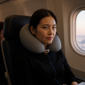 Cuscino da viaggio Ilan in memory foam con supporto per il collo per dormire comodamente in aereo e in auto, grigio 36031 - Product Image 3