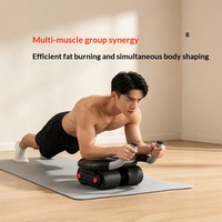 CHOOYOU Nouvelle Roue abdominale à rebond automatique à quatre roues avec protège-coudes, roues à résistance, comptage intelligent, équipement de fitness à domicile