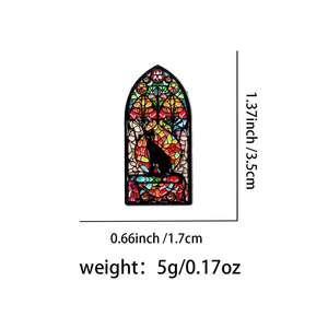 Pin de Metal em Liga de Zinco com Design de Janela de Vidro Prismático Misterioso, Tema Fantasma Gótico Animal Fada Preto, para Amigos - Product Image 5