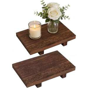 Bandeja de exhibición rectangular de madera para baño, color quemado, base de almacenamiento independiente minimalista para artículos de tocador y accesorios - Product Image 4