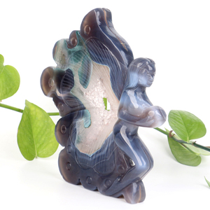 Sculpture en cristal de guérison en gros, sculpture de fée en pierre d'agate naturelle sculptée, géode de cristal pour la décoration - Product Image 6