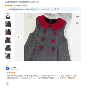 Vestido de Niña al por Mayor, Otoño Invierno, Vestido de Tweed con Forro de Lana, <span class=keywords><strong>Sin</strong></span> Mangas, <span class=keywords><strong>Ropa</strong></span> Abrigada para Niña - Product Image 4