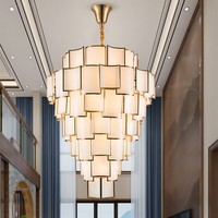 Nouveau lustre en verre de style chinois, télécommande, variateur d'intensité, LED à économie d'énergie, lampe principale pour salon