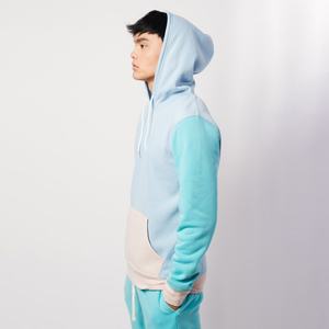 Vente en gros de sweats à capuche personnalisés avec logo, patchwork, multicolores, pour hommes - Product Image 3