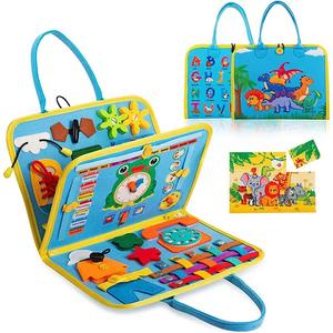 8 Pages Busy Book Sensory Toy Aide à l'éducation précoce <span class=keywords><strong>Apprentissage</strong></span> et développement de la motricité Perfect Felt Busy Board - Product Image 6