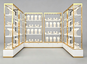 Vetrina Espositiva per Gioielli di Lusso Ecologica con LED, in Legno, Dimensioni e Colore Personalizzabili per Gioiellerie, Banco in Vetro Resistente - Product Image 3