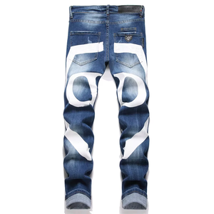 <span class=keywords><strong>Jeans</strong></span> da <span class=keywords><strong>Uomo</strong></span> in Denim con Stampa Digitale, <span class=keywords><strong>Vita</strong></span> Media, <span class=keywords><strong>Skinny</strong></span>, Slim Fit, 100% Cotone, Lavaggio Chiaro, Produzione OEM, Vendita all'Ingrosso - Product Image 2