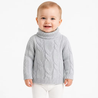 Pull en tricot pour enfants avec logo personnalisé, col roulé à manches longues, couleur unie, décontracté, mode hiver, acrylique, usine OEM & ODM