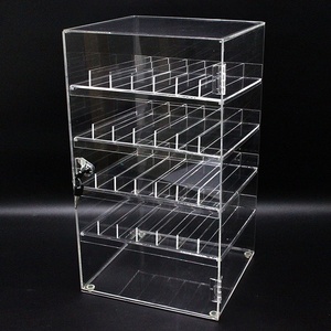 Rõ ràng Nail Polish <span class=keywords><strong>Display</strong></span> Acrylic Khóa Tủ Plexiglass Trường Hợp Mỹ Phẩm Lucite Khóa <span class=keywords><strong>Showcase</strong></span> 4 Có Thể Tháo Rời Khay - Product Image 3