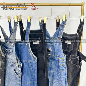 กางเกงยีนส์โอเวอร์ออลมือสองคุณภาพพรีเมียมสำหรับผู้หญิง ยี่ห้อ KungFu KingAAA ผลิตจากโพลีเอสเตอร์/คอตตอน เหมาะสำหรับฤดูร้อน ขายส่งสำหรับร้านค้าปลีก - Product Image 6