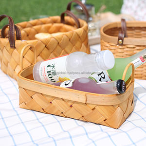 Panier à chips en rotin jetable à double poignée, style Japandi, design rectangulaire, capacité de 1 à 3 L, conservation de la fraîcheur pour - Product Image 1