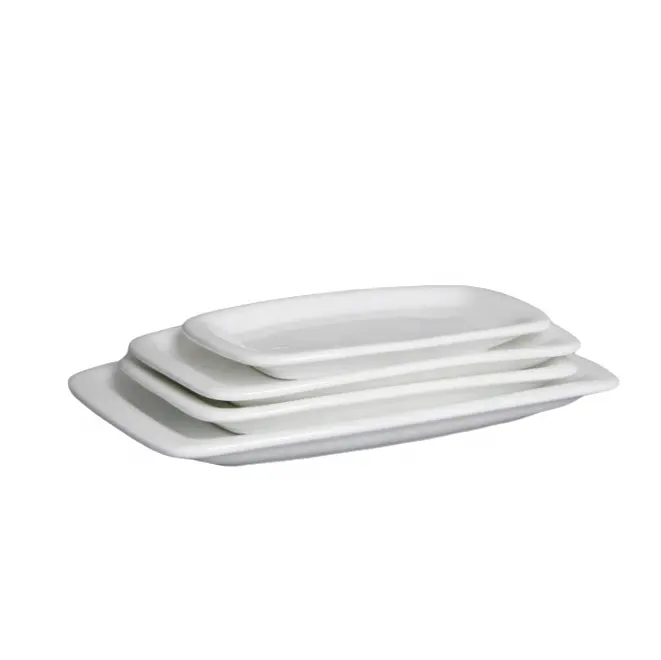 platos de salsa divididos BESTONZON Bandeja rectangular de cerámica blanca con 3 compartimentos para servir aperitivos 