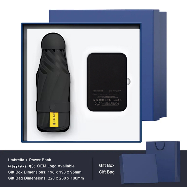 Gadgets Electronic Promotional Gift Set Umbrella Wireless Charging Power Bank Business Corporate Gift Set Wedding Favors Silk