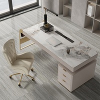 Plateau en marbre moderne blanc petit bureau à domicile bureau d'ordinateur métal avec tiroir avocat bureau de direction table de bureau bureau et chaise mobilier