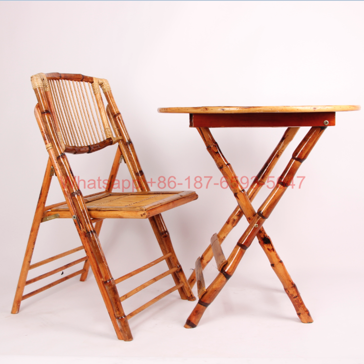高品質な屋外用竹製折りたたみ椅子とテーブルセット - ガーデン用