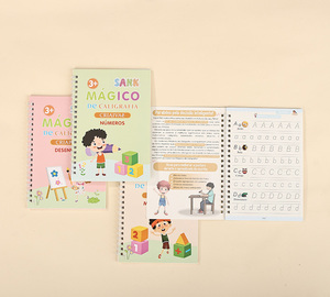Lot de 4 cahiers de calligraphie magiques réutilisables pour enfants d'âge préscolaire, en spirale, pour l'apprentissage de l'écriture en portugais - Vente Flash - Product Image 6