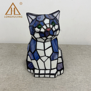 Lámpara de Vidrio Estilo Tiffany LongHuiJing con Figura de Gato Hecha a Mano, Lámpara de Noche para Mesa de Noche, Decoración para el Hogar, Regalo para Amantes de Mascotas - Product Image 2