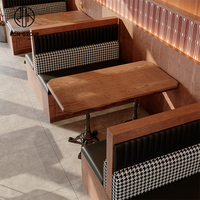 Chinois Chine Carré Café Commercial Bois En Cuir Café Restaurant Meubles Banc Canapé Cabine Sièges Table Chaise Ensemble