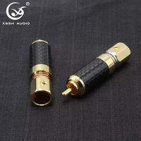 Konektor RCA HiFi YIVO XSSH Pemutar Audio CD Amplifier Lubang Kabel Maksimal 11MM Serat Karbon Kuningan Berlapis Emas Jack RCA Pria