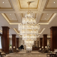 Nouveau design de lustre en cristal LED sur mesure de luxe pour hôtel, villa, centre commercial, escalier, décoration intérieure