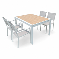 Table de jardin extensible, structure en aluminium, extension coulissante 135/270 cm, plateau en verre céramique pour jardin et terrasse