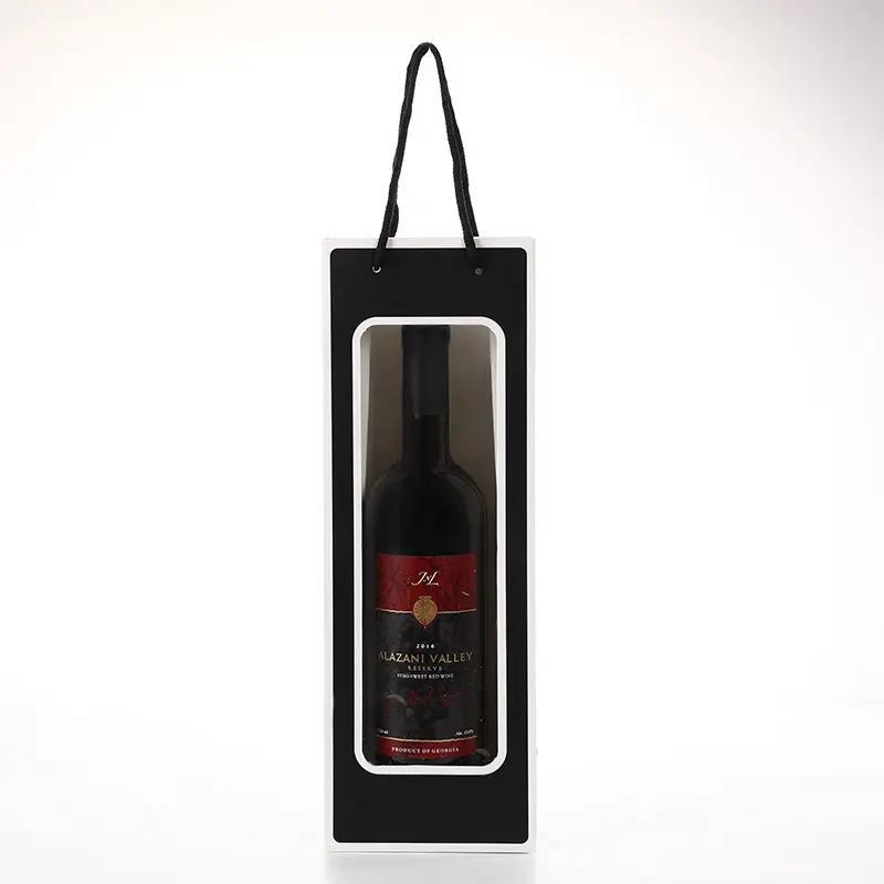 Recyclable Christmas wine gift window tote bag with label