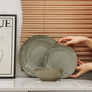 Wholesale High-end Bluish-gray 10-inch Household Ceramic Sharing and Barbecue Plates <b>for</b> Pastry & Dessert Serving - Product Image 1