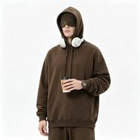Sweat à capuche surdimensionné personnalisé pour homme, en molleton bouclette, à épaules tombantes, uni, idéal pour l'impression de logo