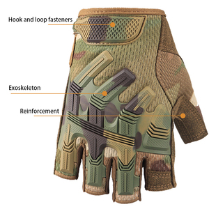 Deportes al aire libre Motocicleta Ciclismo Anti-Impacto Resistente al desgaste Seguridad Nylon Guante Sin dedos Medio dedo Guantes tácticos - Product Image 6