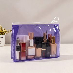 Transparent Pvc Zipper <b>Tote</b> Bag <b>Plastic</b> Cosmetic Packaging Waterproof Portable Travel Handbag Custom Logo Pouch - Product Image 2