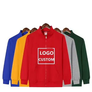 Wholesale Unisex Manufacturer 100 Cotton French Terry Sweatshirts Full Zip Up Plain Mens Sweatshirt with Custom Logo