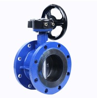 Vanne papillon à double bride en fonte ductile avec joint en caoutchouc souple pour boîte de vitesses manuelle, haute température, pour eau, gaz, huile, milieux acides