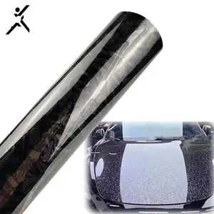 High Flexible Polymeric PVC Self Adhesive Air Bubble Free Glossy Black Auto Wrap PET Forged Carbon Fiber Vinyl Roll