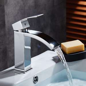 Grifo moderno de lavabo de <span class=keywords><strong>cascada</strong></span> de un solo orificio con alcance de caño de 6 pulgadas para subtítulos de tocador - Product Image 2